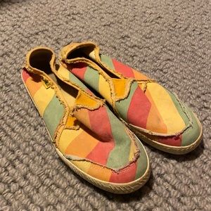 Keds rainbow striped slip ons
